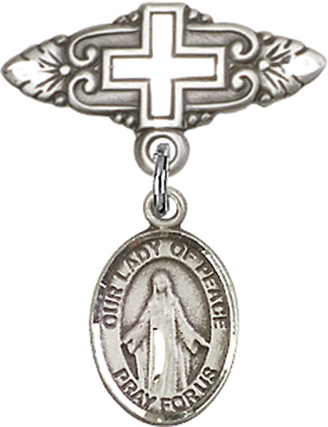 Our Lady of Peace Charm and Badge Pin with Cross