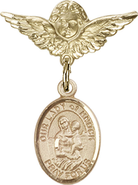 Our Lady of Knock Charm and Angel with Smaller Wings Badge Pin