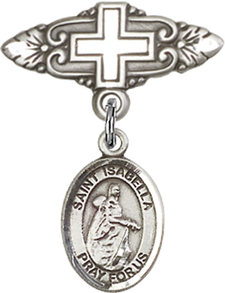 St. Isabella of Portugal Charm and Badge Pin with Cross