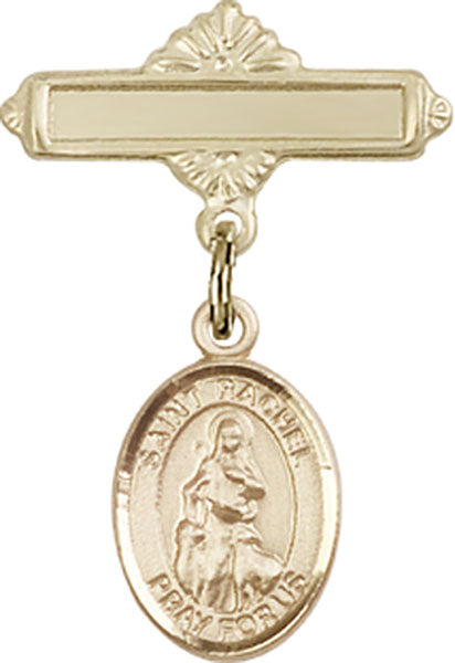 St. Rachel Charm and Polished Engravable Badge Pin