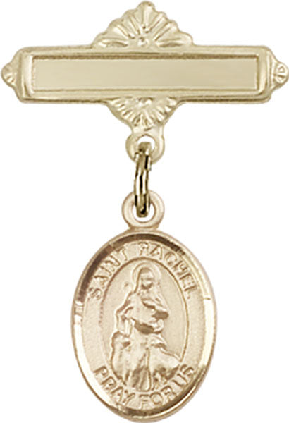 St. Rachel Charm and Polished Engravable Badge Pin