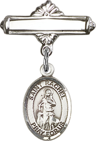 St. Rachel Charm and Polished Engravable Badge Pin