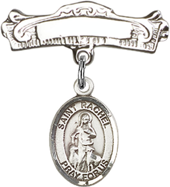 St. Rachel Charm and Arched Polished Engravable Badge Pin