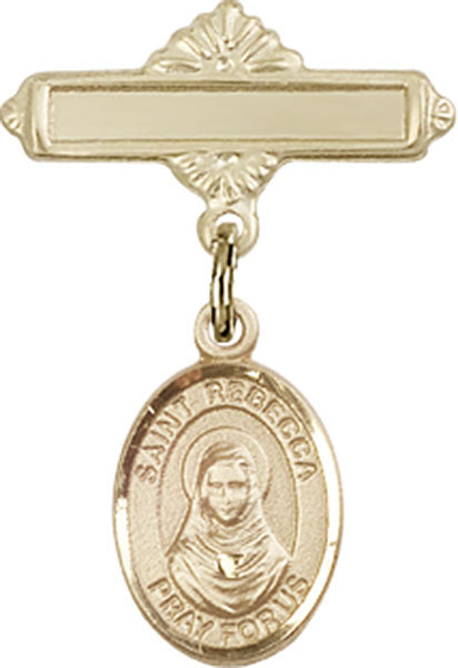 St. Rebecca Charm and Polished Engravable Badge Pin