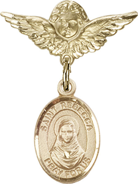 St. Rebecca Charm and Angel with Smaller Wings Badge Pin