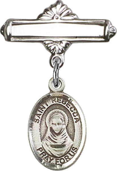 St. Rebecca Charm and Polished Engravable Badge Pin