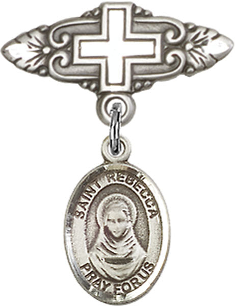 St. Rebecca Charm and Badge Pin with Cross