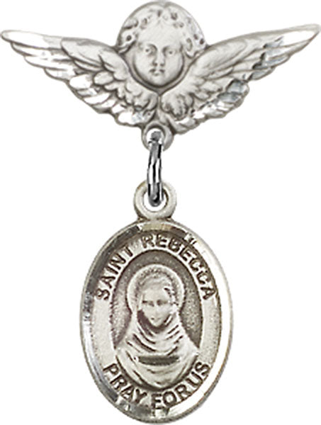 St. Rebecca Charm and Angel with Smaller Wings Badge Pin