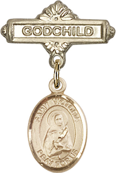 St. Victoria Charm and Godchild Badge Pin