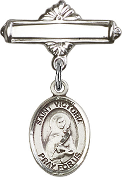 St. Victoria Charm and Polished Engravable Badge Pin