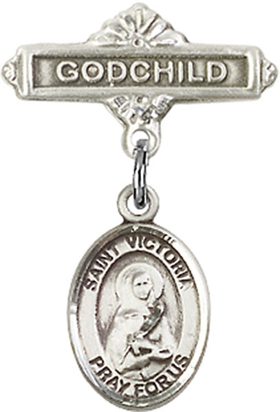 St. Victoria Charm and Godchild Badge Pin