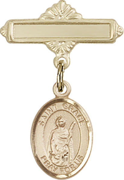 St. Grace Charm and Polished Engravable Badge Pin