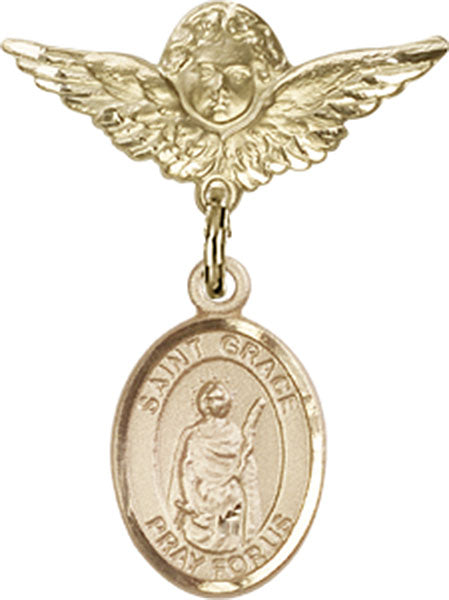 St. Grace Charm and Angel with Smaller Wings Badge Pin