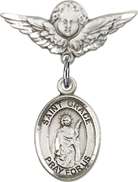 St. Grace Charm and Angel with Smaller Wings Badge Pin