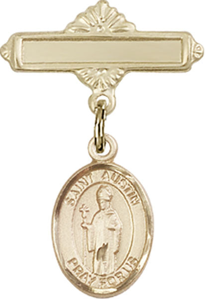 St. Austin Charm and Polished Engravable Badge Pin
