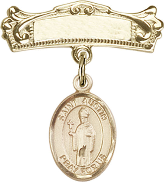 St. Austin Charm and Arched Polished Engravable Badge Pin