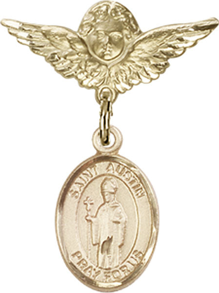 St. Austin Charm and Angel with Smaller Wings Badge Pin