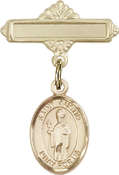 St. Austin Charm and Polished Engravable Badge Pin