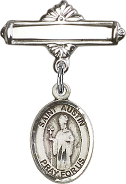 St. Austin Charm and Polished Engravable Badge Pin