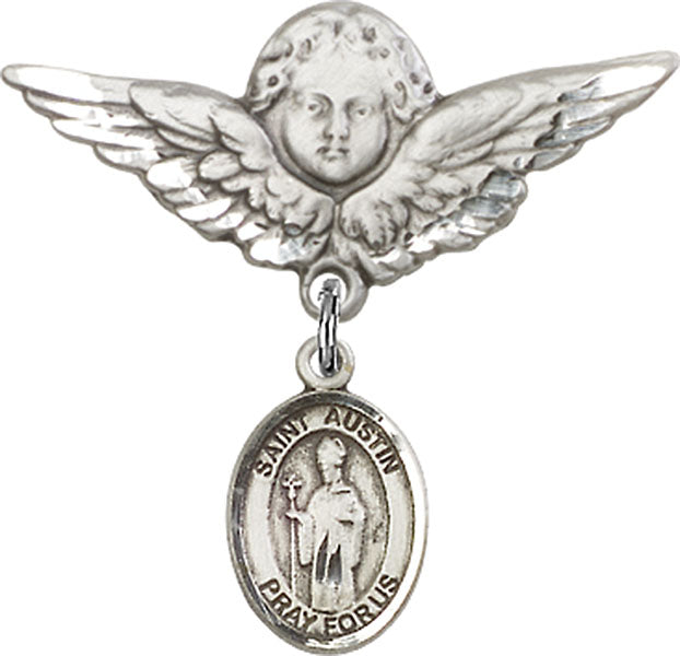 St. Austin Charm and Angel with Larger Wings Badge Pin