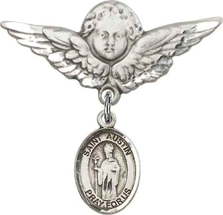 St. Austin Charm and Angel with Larger Wings Badge Pin