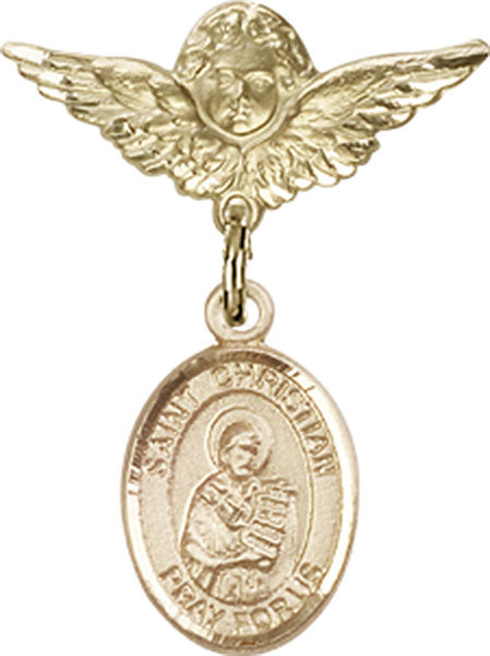 St. Christian Demosthenes Charm and Angel with Smaller Wings Badge Pin
