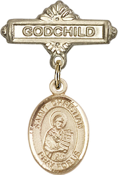 St. Christian Demosthenes Charm and Godchild Badge Pin