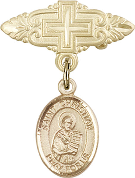 St. Christian Demosthenes Charm and Badge Pin with Cross