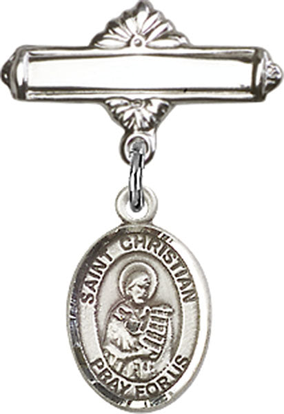 St. Christian Demosthenes Charm and Polished Engravable Badge Pin
