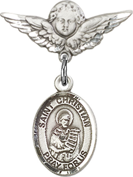 St. Christian Demosthenes Charm and Angel with Smaller Wings Badge Pin
