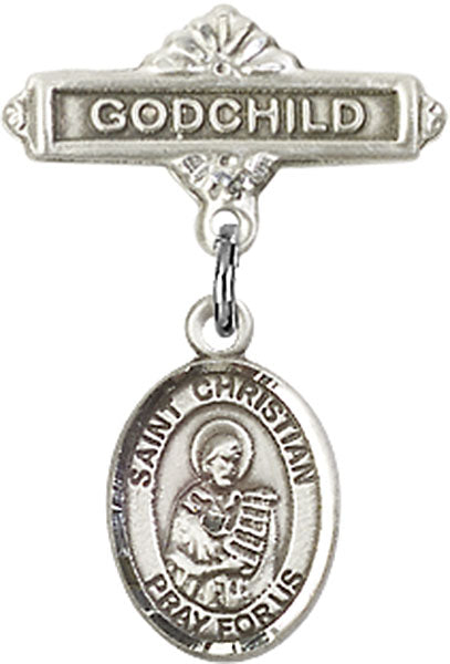 St. Christian Demosthenes Charm and Godchild Badge Pin