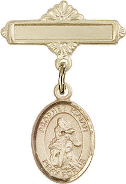 St. Isaiah Charm and Polished Engravable Badge Pin