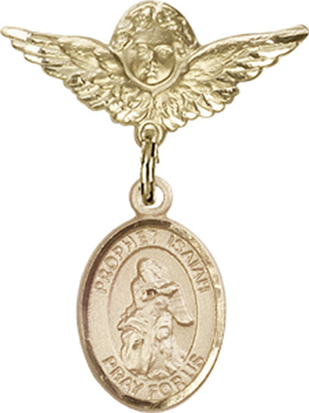 St. Isaiah Charm and Angel with Smaller Wings Badge Pin