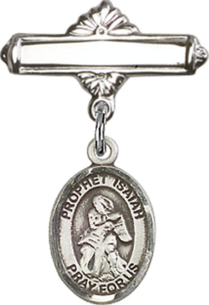 St. Isaiah Charm and Polished Engravable Badge Pin