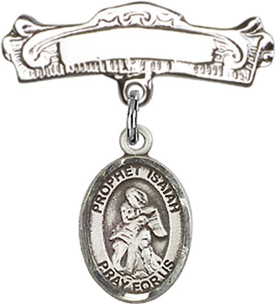 St. Isaiah Charm and Arched Polished Engravable Badge Pin