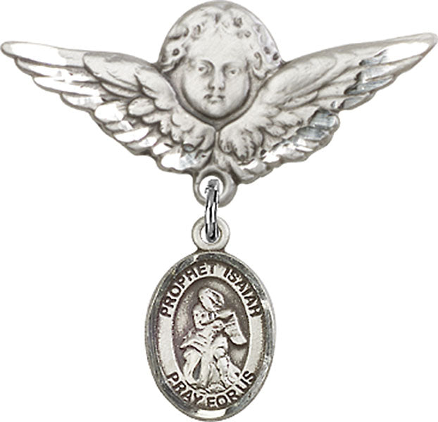 St. Isaiah Charm and Angel with Larger Wings Badge Pin