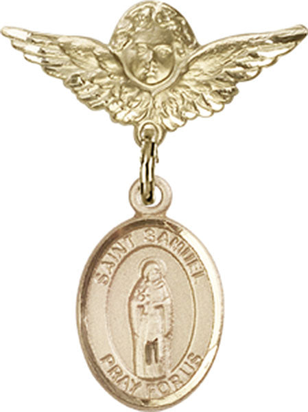 St. Samuel Charm and Angel with Smaller Wings Badge Pin