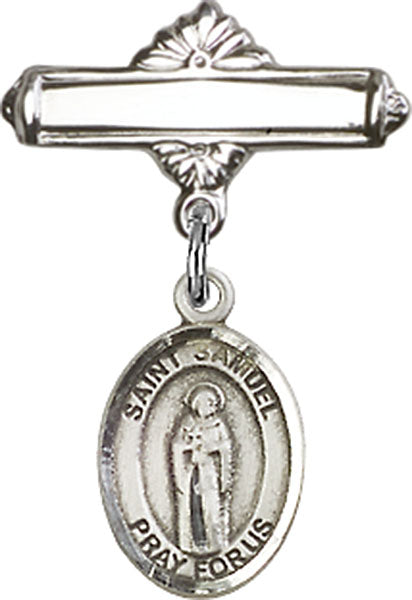 St. Samuel Charm and Polished Engravable Badge Pin