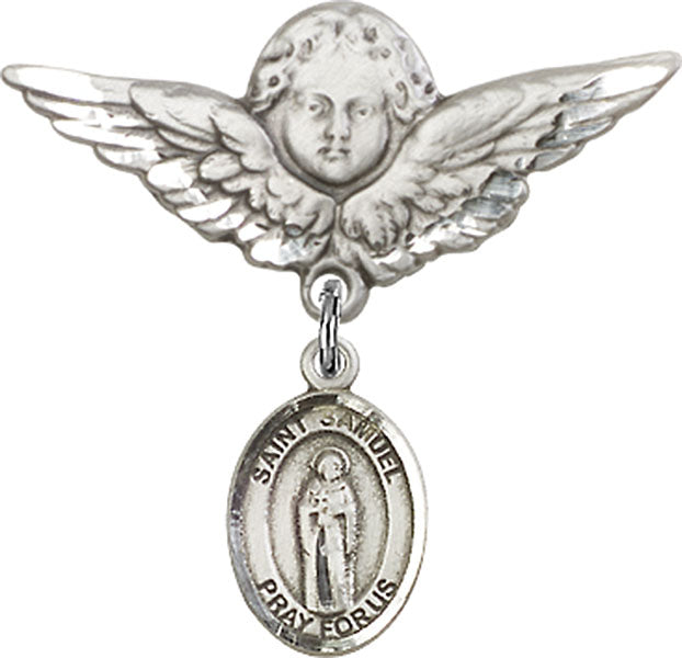 St. Samuel Charm and Angel with Larger Wings Badge Pin
