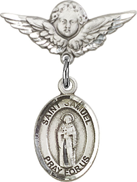 St. Samuel Charm and Angel with Smaller Wings Badge Pin