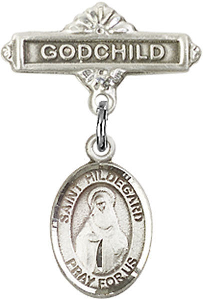 St. Hildegard Von Bingen Charm and Godchild Badge Pin