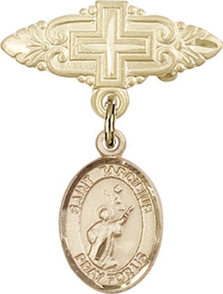 St. Tarcisius Charm and Badge Pin with Cross