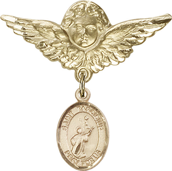 St. Tarcisius Charm and Angel with Larger Wings Badge Pin