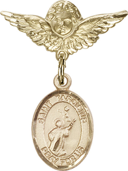 St. Tarcisius Charm and Angel with Smaller Wings Badge Pin
