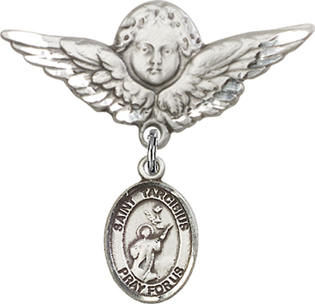 St. Tarcisius Charm and Angel with Larger Wings Badge Pin