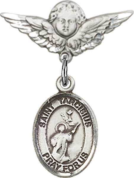 St. Tarcisius Charm and Angel with Smaller Wings Badge Pin