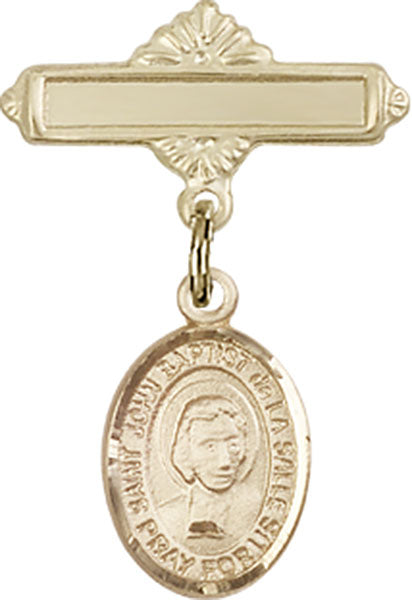 St. John Baptist de la Salle Charm and Polished Engravable Badge Pin