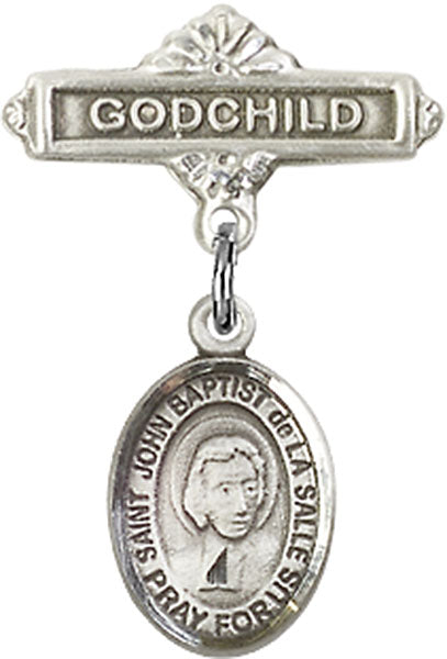 St. John Baptist de la Salle Charm and Godchild Badge Pin
