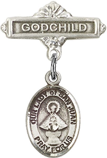 Our Lady of San Juan Charm and Godchild Badge Pin