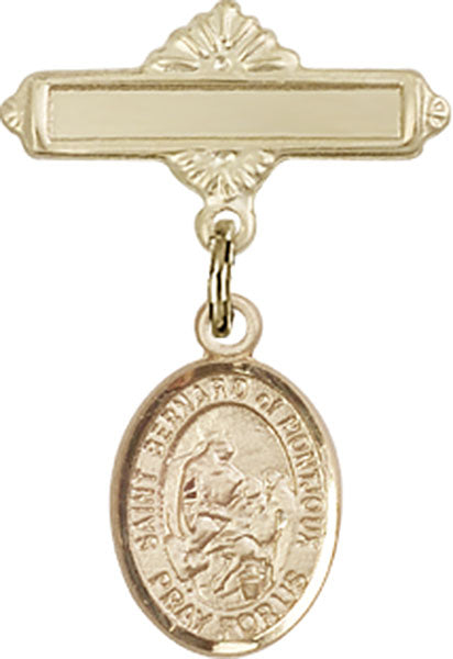 St. Bernard of Montjoux Charm and Polished Engravable Badge Pin